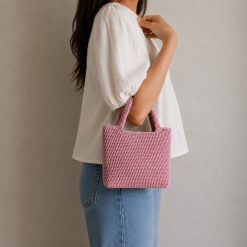 Crochet Tote - Small - 100% Cotton - Pale Pink