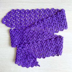 Scarf - Royal Purple - Cotton - Lacy Crochet 2