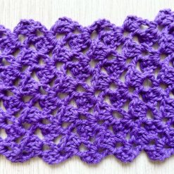 Scarf - Royal Purple - Cotton - Lacy Crochet 3