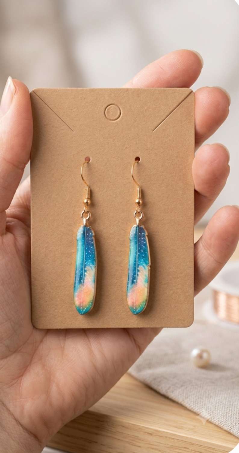Gold feather design earrings Gold feather design earrings
