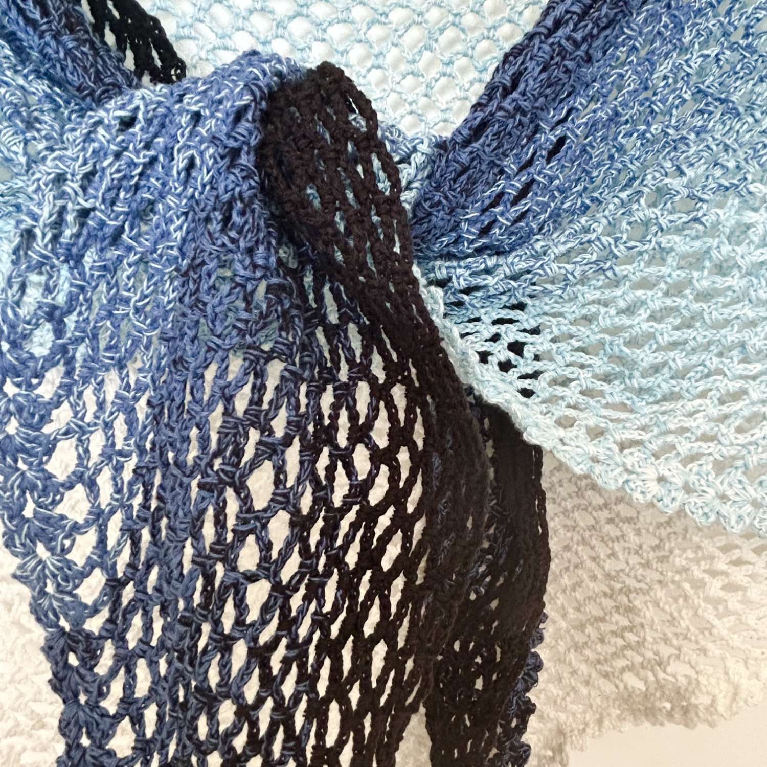 Shawl/Wrap - Crochet - 'Twighlight Cascade Mesh' - Triangular - Cotton Shawl/Wrap - Crochet - 'Twighlight Cascade Mesh' - Triangular - Cotton