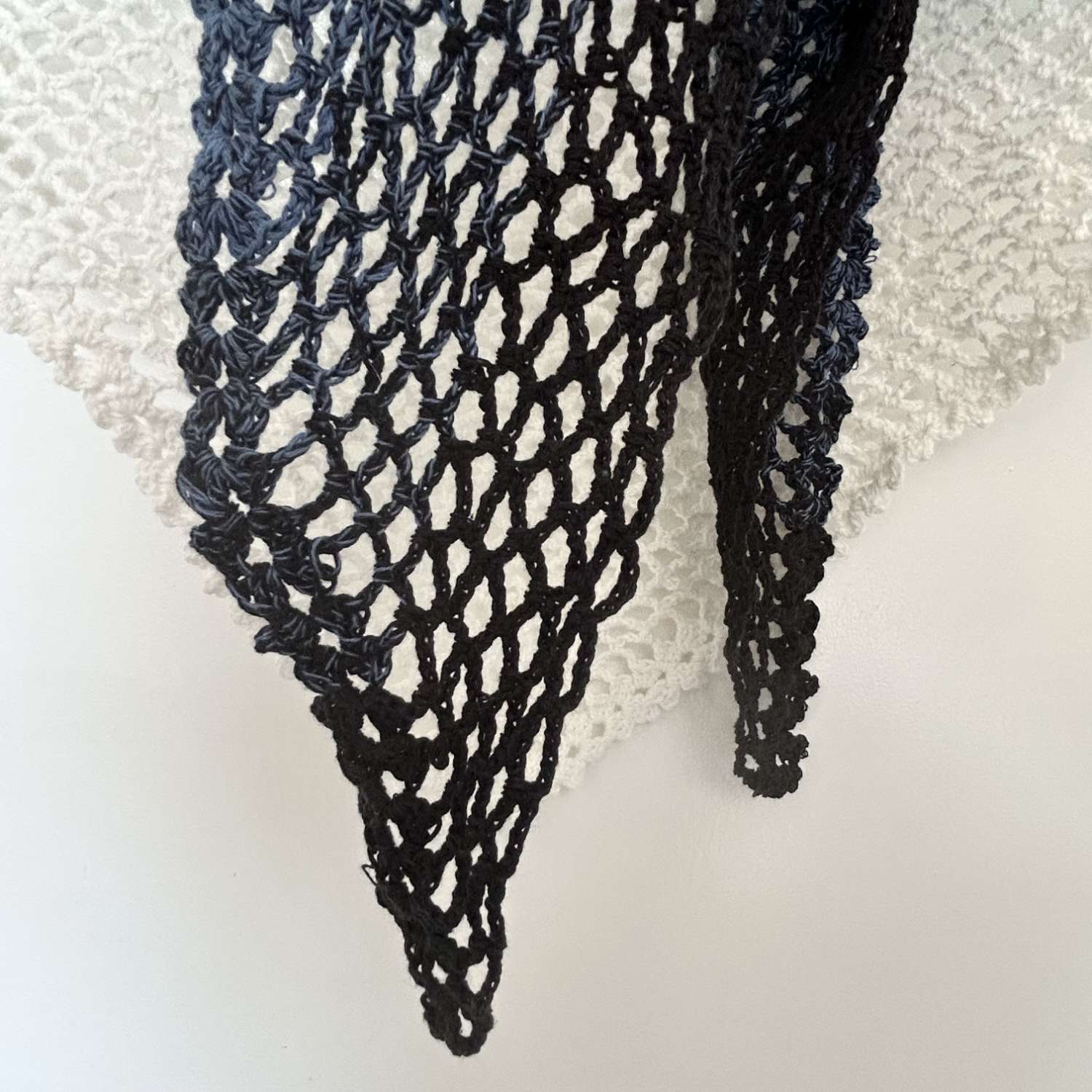 Shawl/Wrap - Crochet - 'Twighlight Cascade Mesh' - Triangular - Cotton Shawl/Wrap - Crochet - 'Twighlight Cascade Mesh' - Triangular - Cotton