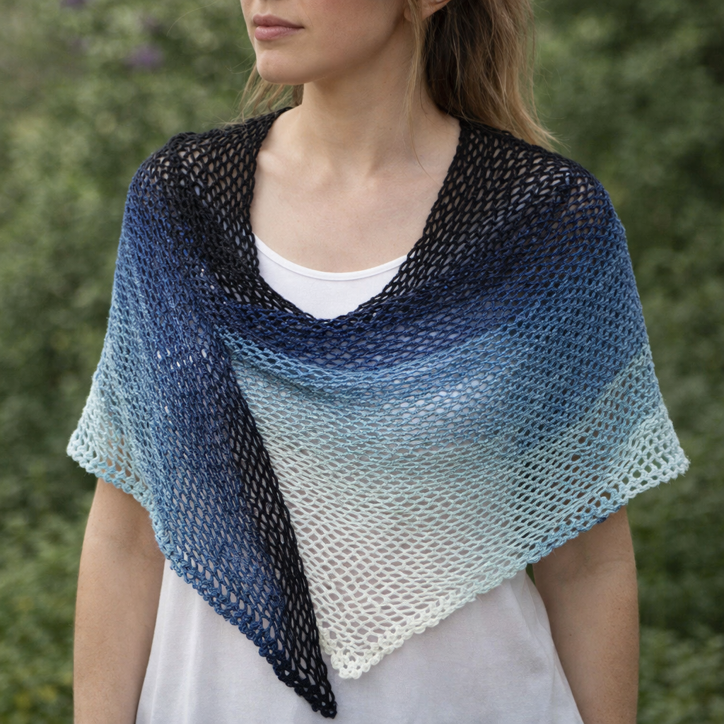 Shawl/Wrap - Crochet - 'Twighlight Cascade Mesh' - Triangular - Cotton Shawl/Wrap - Crochet - 'Twighlight Cascade Mesh' - Triangular - Cotton
