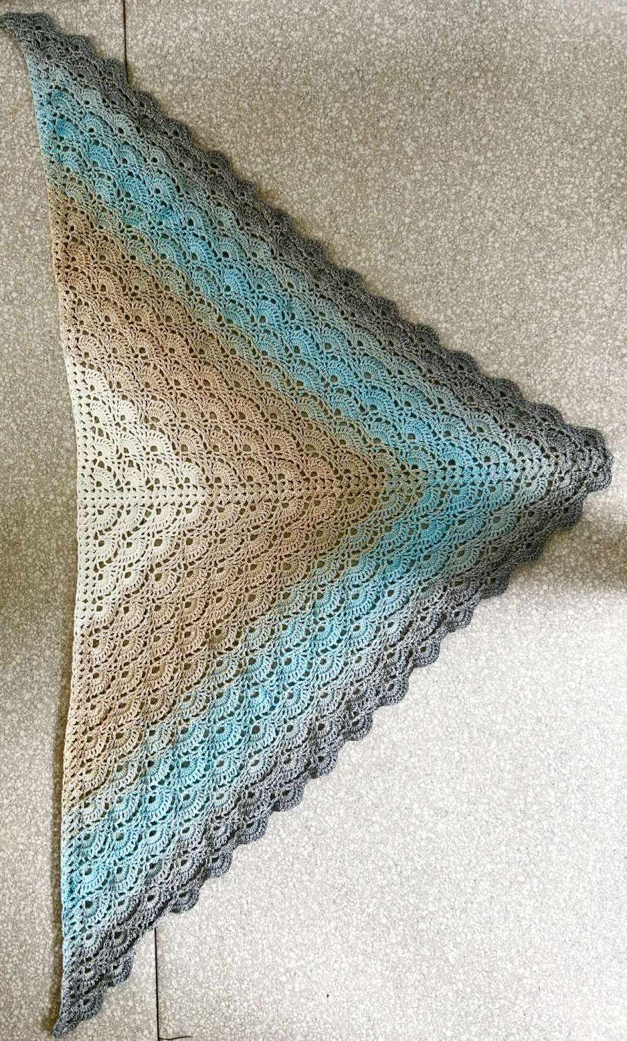 Shawl/Wrap - Crochet - 'White/Grey Fan' - Cotton Shawl/Wrap - Crochet - 'White/Grey Fan' - Cotton
