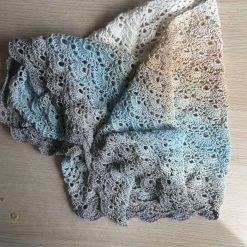 Shawl/Wrap - Crochet - 'White/Grey Fan' - Cotton 4 Shawl/Wrap - Crochet - 'White/Grey Fan' - Cotton 4