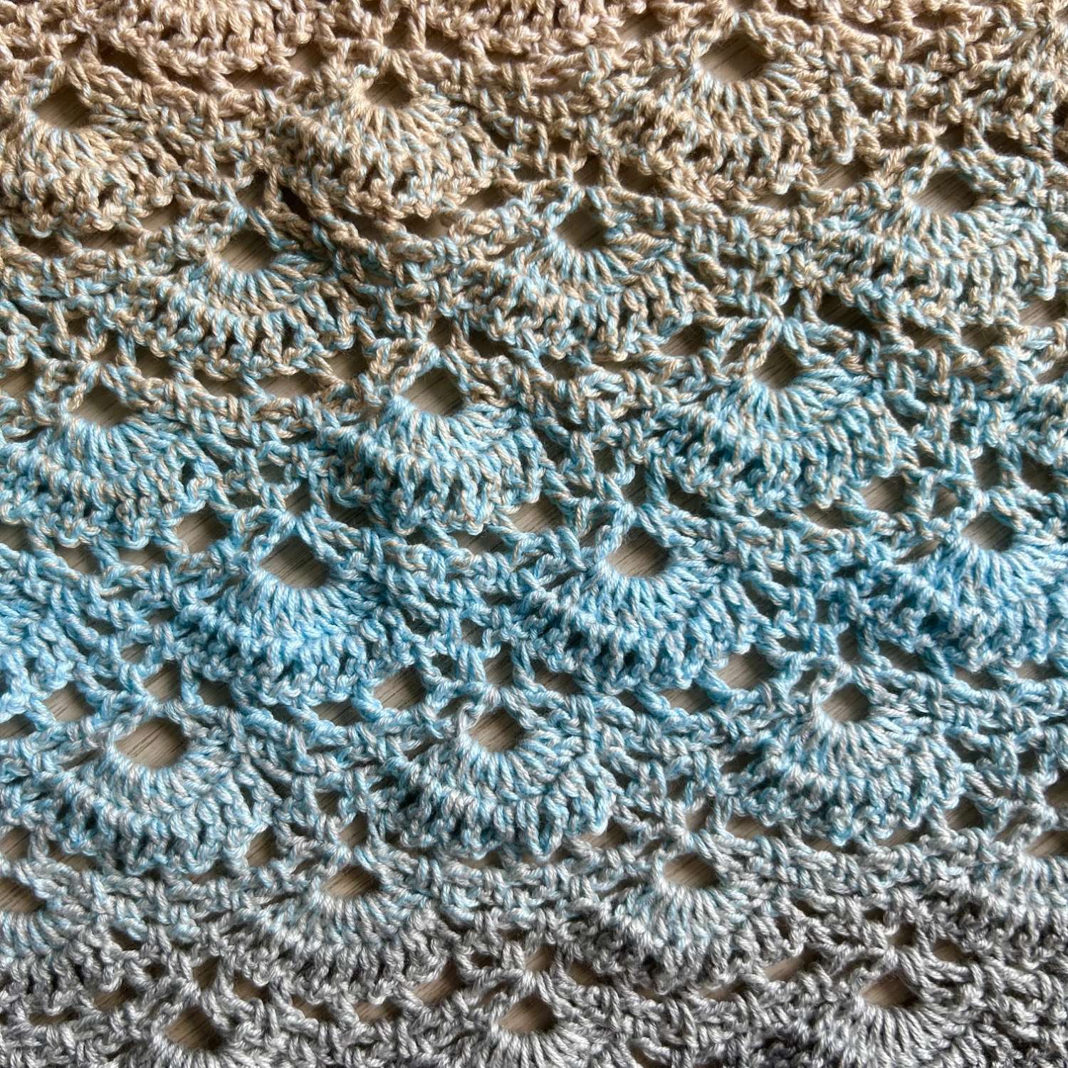 Shawl/Wrap - Crochet - 'White/Grey Fan' - Cotton Shawl/Wrap - Crochet - 'White/Grey Fan' - Cotton