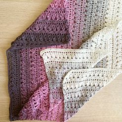 Shawl/Wrap - Crochet - 'Pink/Grey Cascade' - Cotton 1 Shawl/Wrap - Crochet - 'Pink/Grey Cascade' - Cotton 1