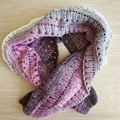 Shawl/Wrap - Crochet - 'Pink/Grey Cascade' - Cotton 3 Shawl/Wrap - Crochet - 'Pink/Grey Cascade' - Cotton 3