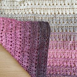 Shawl/Wrap - Crochet - 'Pink/Grey Cascade' - Cotton 4 Shawl/Wrap - Crochet - 'Pink/Grey Cascade' - Cotton 4