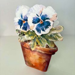 Flower pansy card Blue