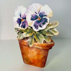 Flower pansies card purple