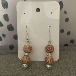 Handmade wooden beaded earrings
