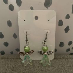 Handmade green angel earrings