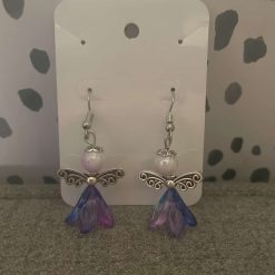 Handmade purple and blue angel earrings