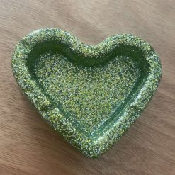 Green glitter heart resin trinket dish
