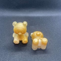 Handmade set of two mini orange/gold mini resin bears