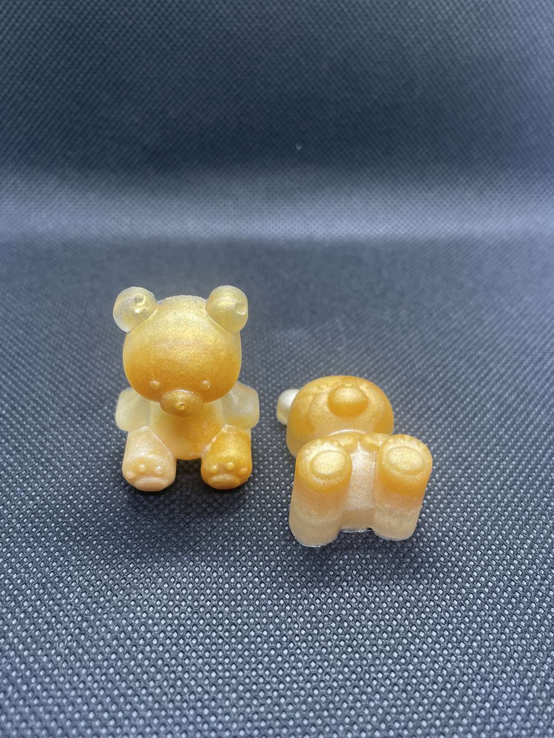 Handmade set of two mini orange/gold mini resin bears Handmade set of two mini orange/gold mini resin bears