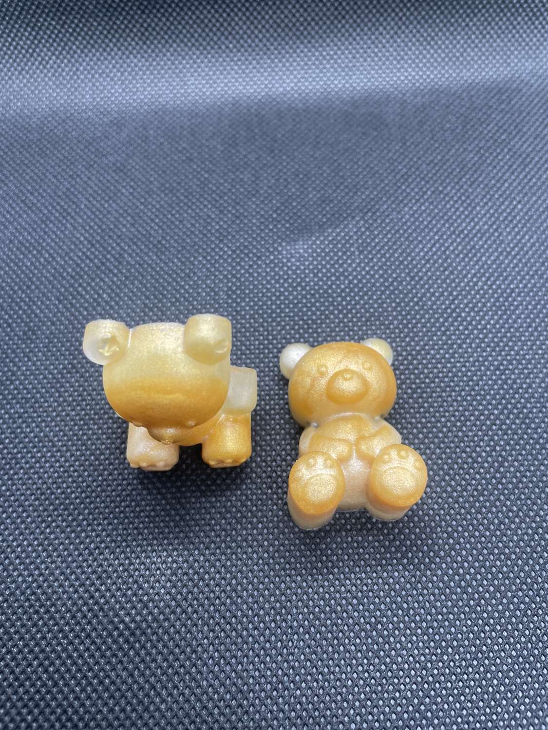 Handmade set of two mini orange/gold mini resin bears Handmade set of two mini orange/gold mini resin bears