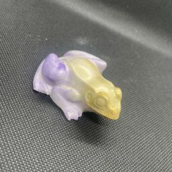 Handmade plaster purple and gold toad