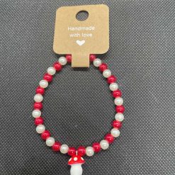 Handmade red and white mushroom bracelet