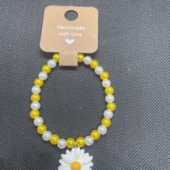 Handmade yellow and white daisy elasticated bracelet