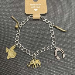 Handmade charm bracelet with bronze charms