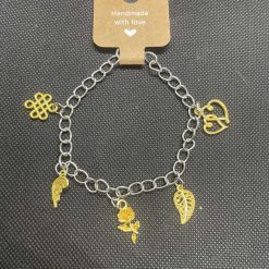 Handmade charm bracelet with gold charms