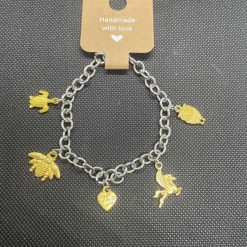 Handmade charm bracelet with gold charms