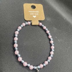 Handmade pink and purple wired bracket with cross charms