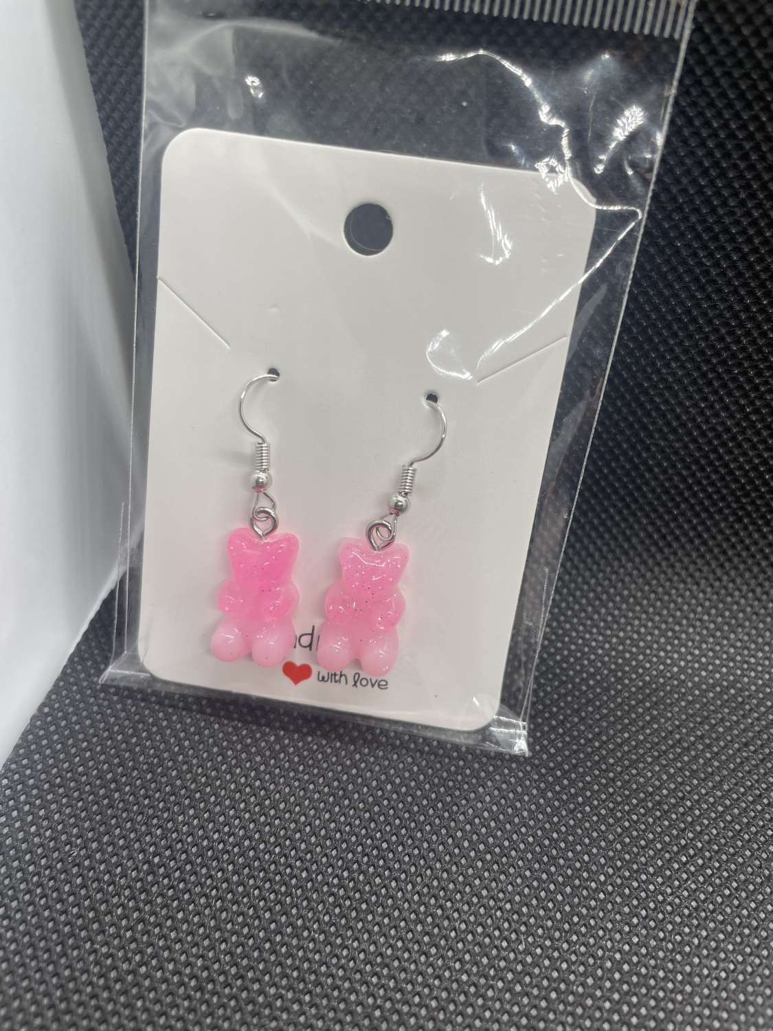 Handmade pink gummy bear earrings Handmade pink gummy bear earrings