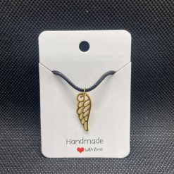 Handmade gold wing charm necklace