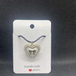 Handmade heart charm with bow necklace