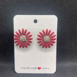 Handmade pink flower stud earrings
