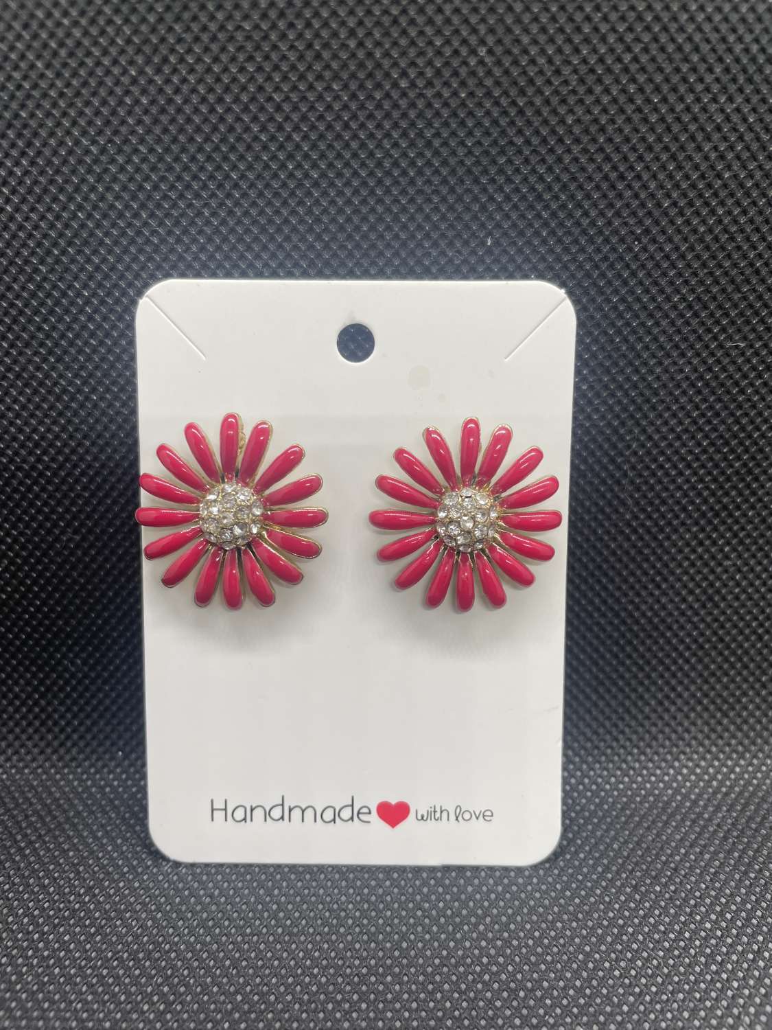Handmade pink flower stud earrings Handmade pink flower stud earrings