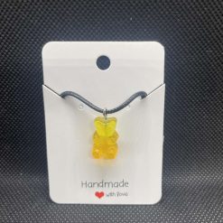 Handmade yellow and orange gummy bear pendant necklace