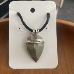 Handmade wire wrapped stone pendant necklace