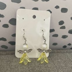 Handmade yellow angel charm earrings