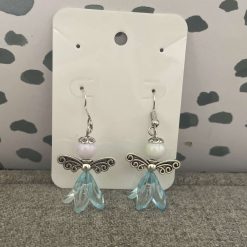 Handmade blue angel charm earrings