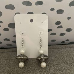 Handmade silver disk beaded earrings