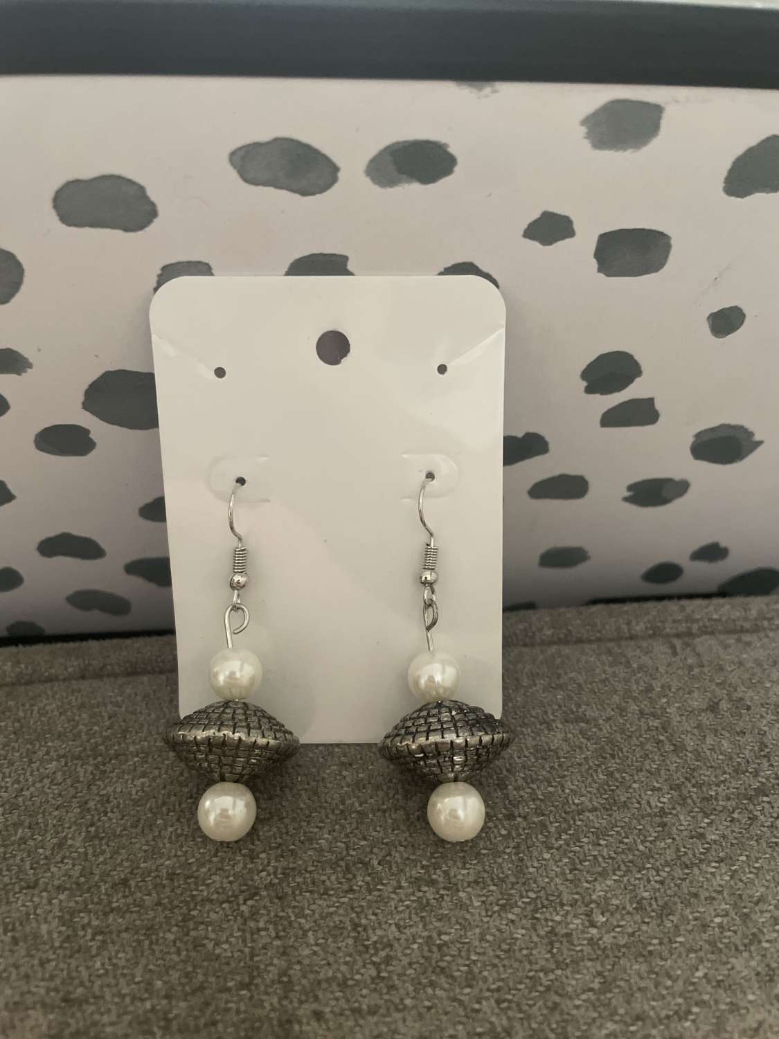 Handmade silver disk beaded earrings Handmade silver disk beaded earrings