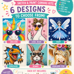 Sketch & Paint Canvas Kit | DIY Acrylic Painting Set | Adult & Children's Craft Kit | Creative Gift | Craft Haven