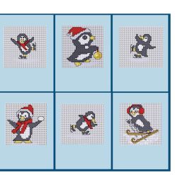 Cross stitch Christmas card kit, Penguins, makes 6 cards