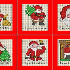 Cross stitch Christmas card kit, Santa, set of 6 cards
