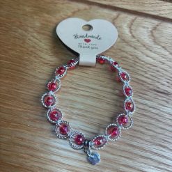 Handmade Matching Necklace, Bracelet & Earrings Set with Silver-Tone Accents