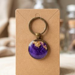 Bronze metal Keyring with purple inlay