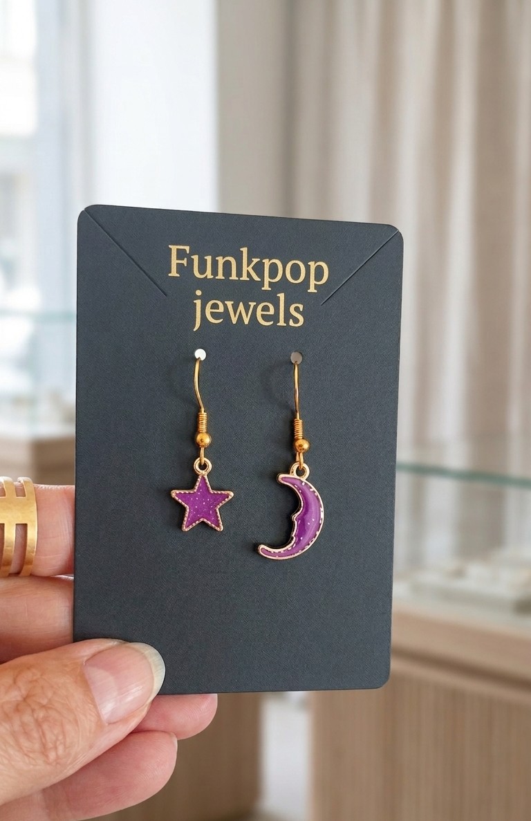 Celestial Gold-Plated Star and Moon Drop Earrings. Celestial Gold-Plated Star and Moon Drop Earrings.