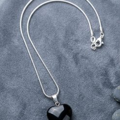 Silver Obsidian heart necklace