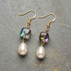 Gold pearl earrings