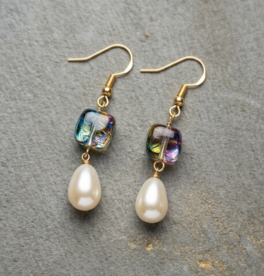Gold pearl earrings Gold pearl earrings