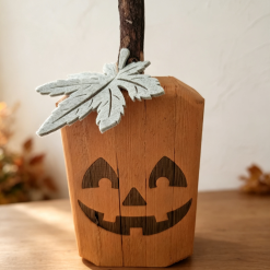 🎃 Handmade Wooden Pumpkin — Autumn Halloween Decor